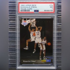 1992-93 Upper Deck Shaquille O'neal Trade Card Rookie RC #1B PSA 7 NM